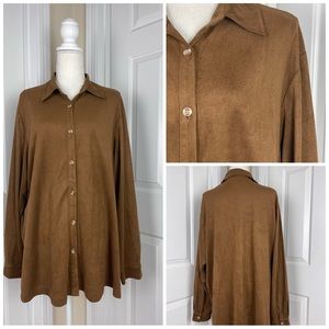 Faux Suede Button Up